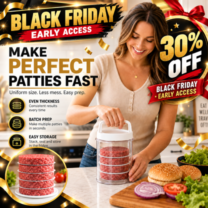 🔥 BLACK FRIDAY EARLY ACCESS — 30% OFF 🍔 Burger Patty Press Maker | Perfect Burgers in Seconds