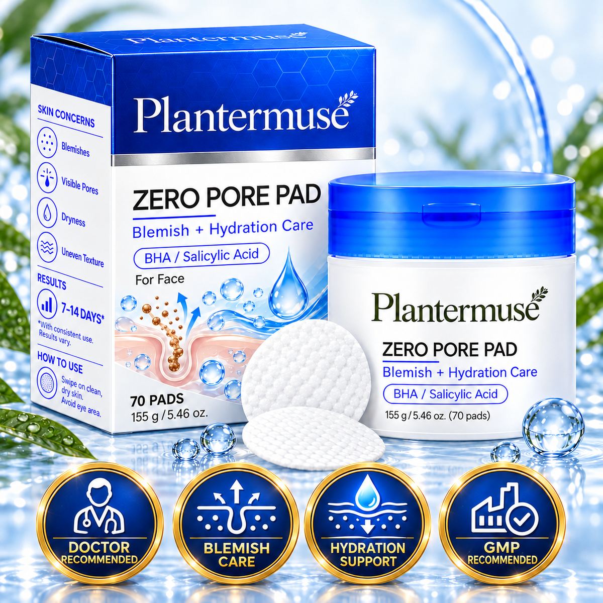 🌱Zero Pore Pads – Dual-Texture AHA + BHA Pore Care Pads