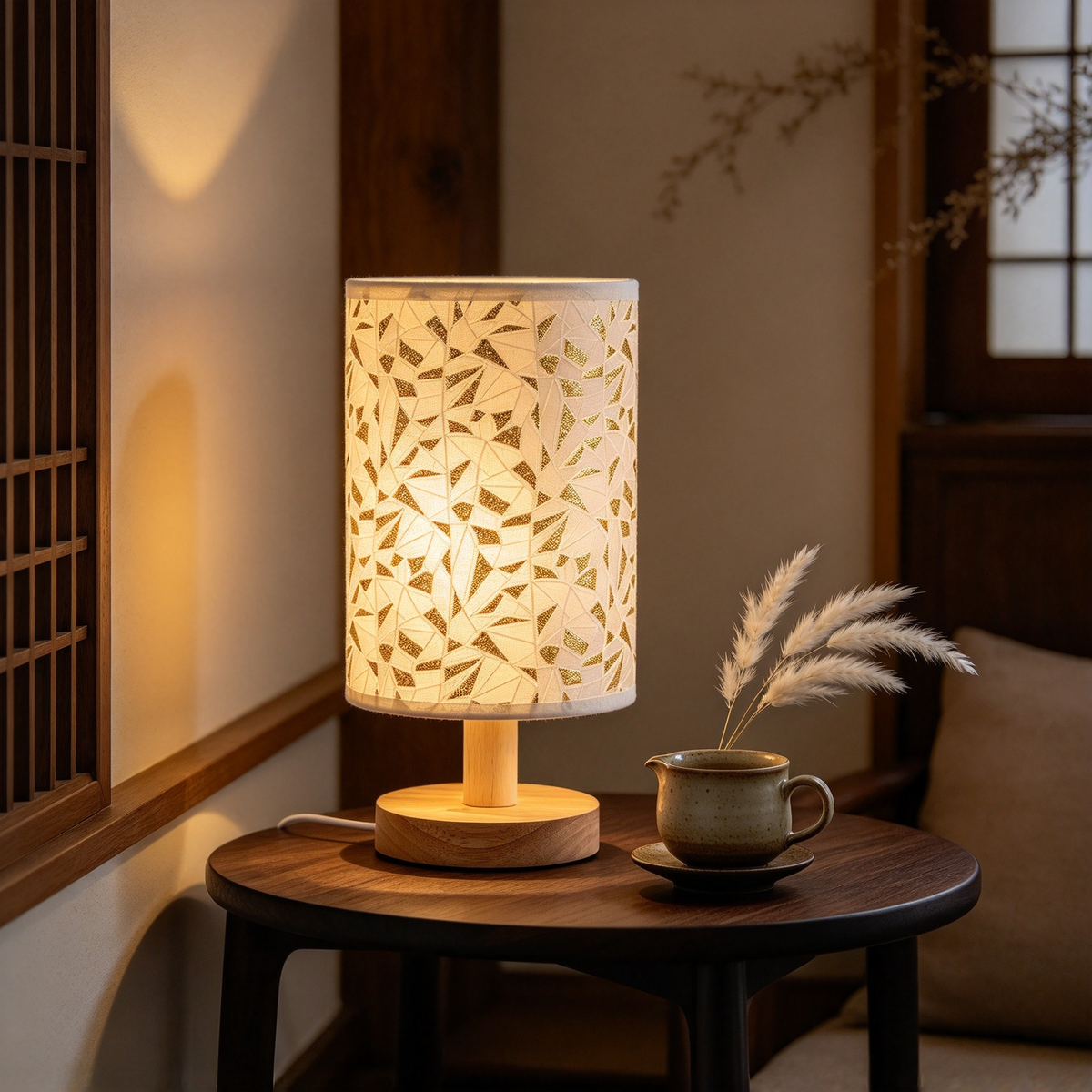 🌟 Home Lighting | Fabric & Wood Design | Bedroom Decor | Elegant Gift Choice | Soft Mosaic Glow