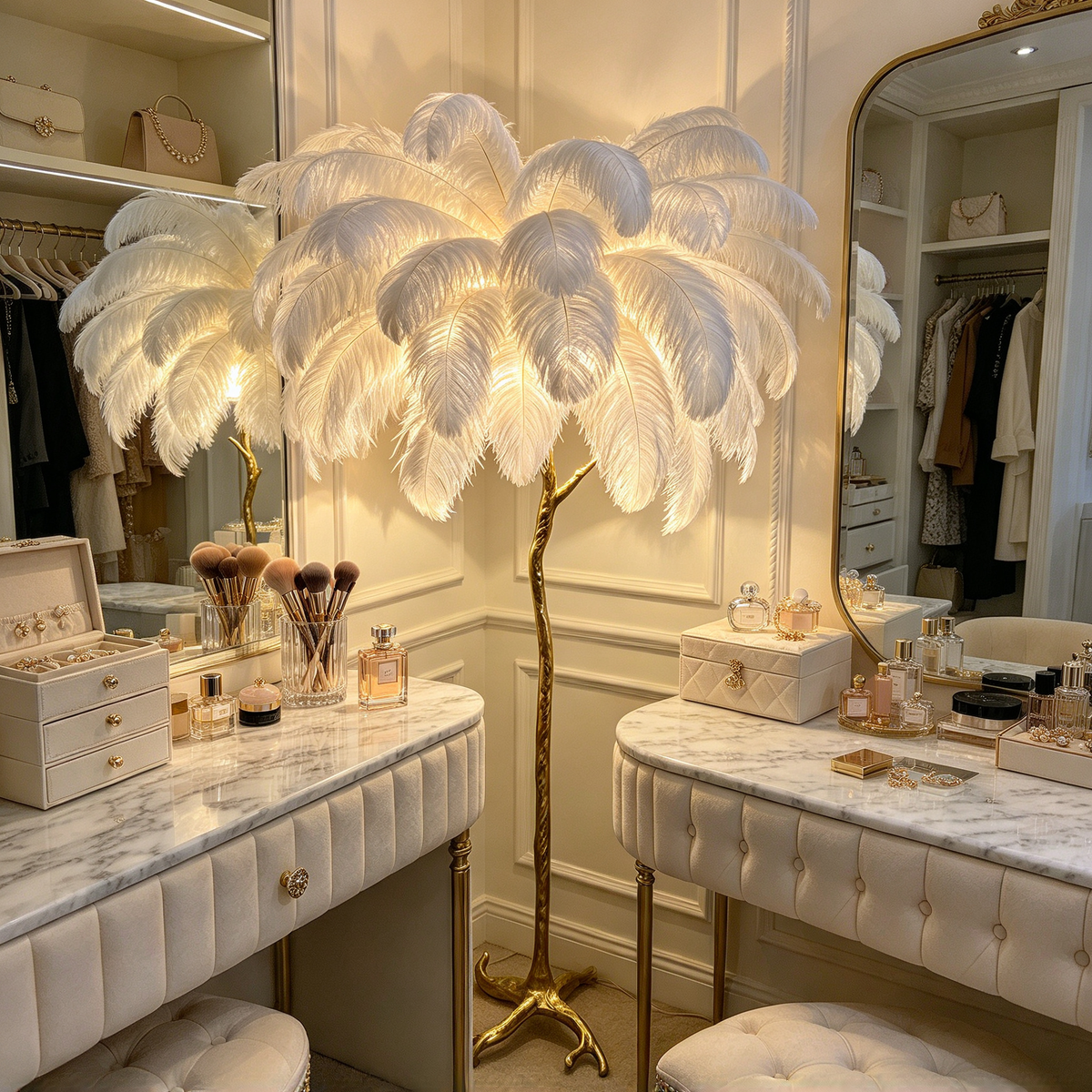 🪶 Ambient Lighting | Feather & Brass Design | Bedroom Decor | Cozy Home Lovers | Dreamy Soft Glow