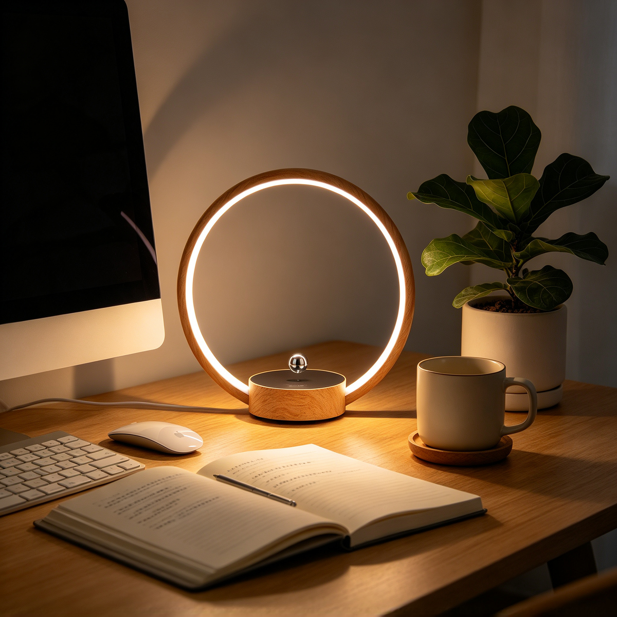 ✨ Ambient Lighting | Wood & Acrylic Design | Bedroom Decor | Cozy Gift Choice | Floating Ring Glow