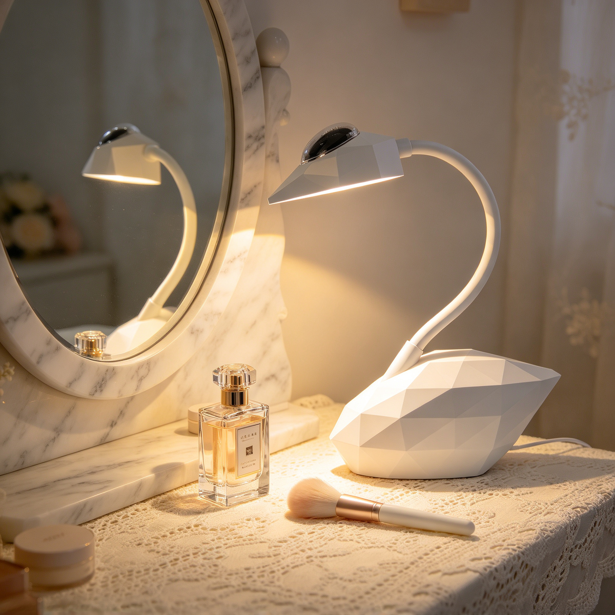 🌙 Modern Lighting | Acrylic & ABS Craft | Bedroom Decor | Creative Gift Choice | Swan Projection Glow