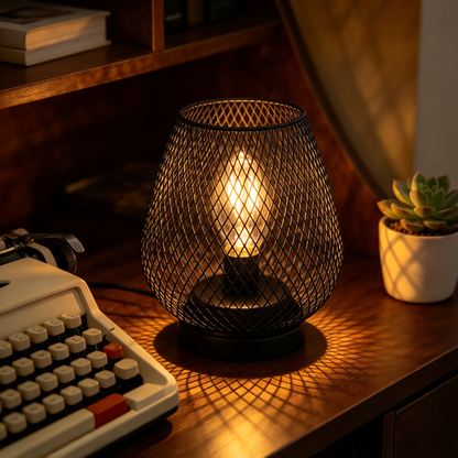 🖤 Modern Lighting | Iron Mesh Craft | Bedroom Decor | Stylish Gift Choice | Cozy Shadow Glo
