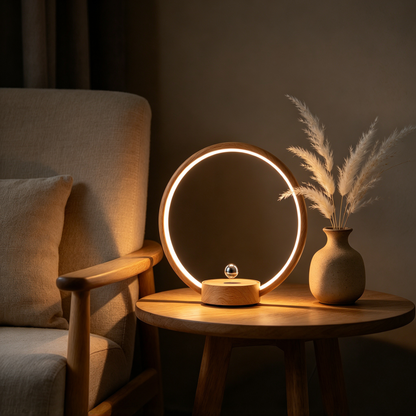 ✨ Ambient Lighting | Wood & Acrylic Design | Bedroom Decor | Cozy Gift Choice | Floating Ring Glow