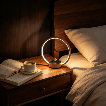 ✨ Ambient Lighting | Wood & Acrylic Design | Bedroom Decor | Cozy Gift Choice | Floating Ring Glow