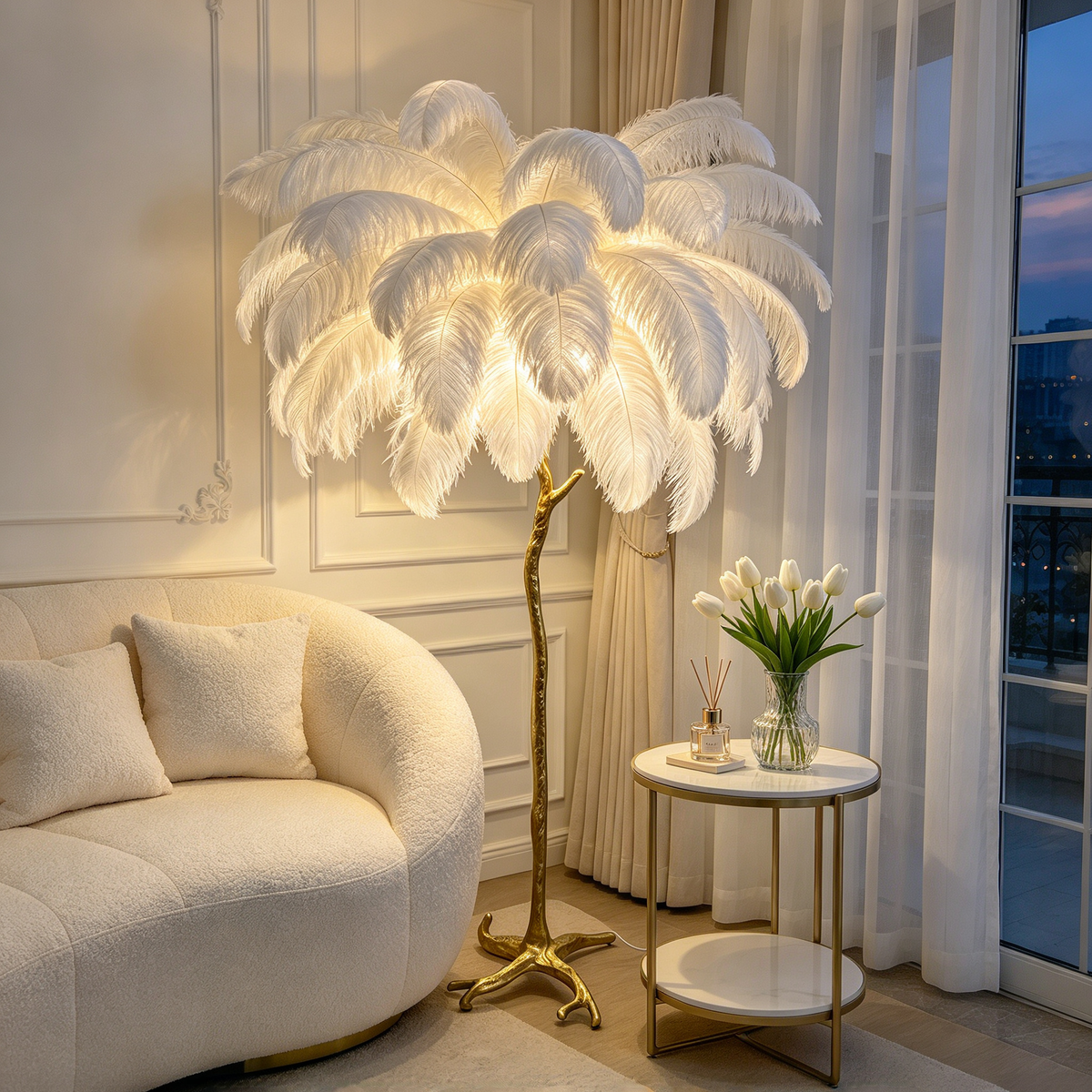 🪶 Ambient Lighting | Feather & Brass Design | Bedroom Decor | Cozy Home Lovers | Dreamy Soft Glow