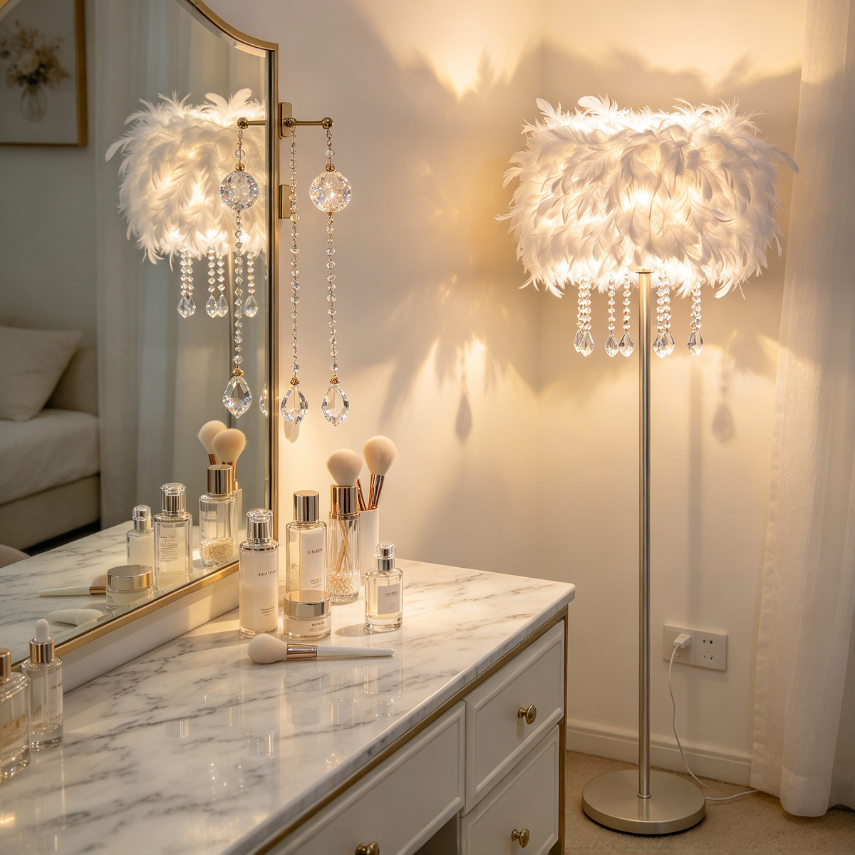 🪶 Decorative Lighting | Feather & Crystal Design | Bedroom Decor | Home Lovers | Elegant Soft Glow